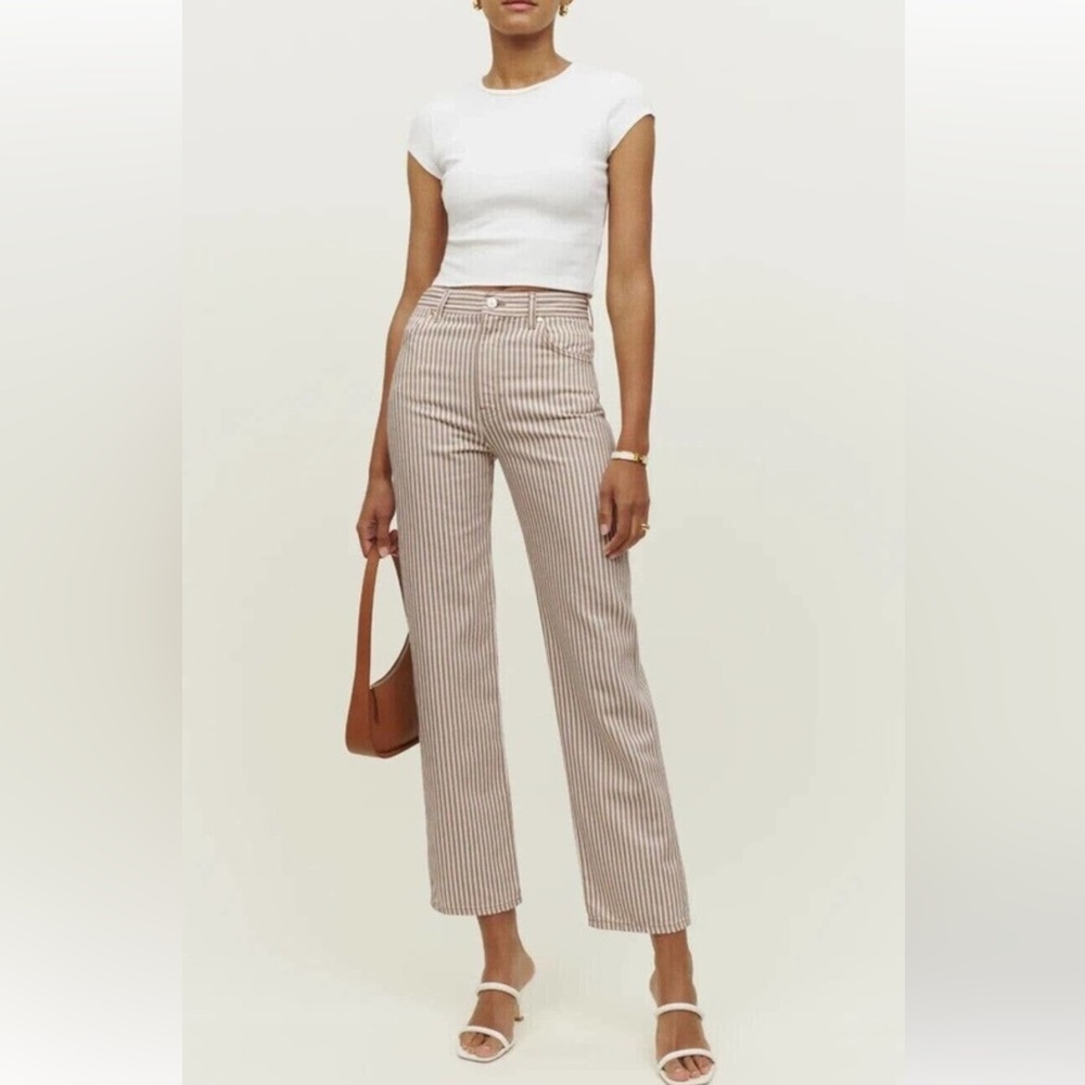 Cowboy Striped High Rise Straight Jeans